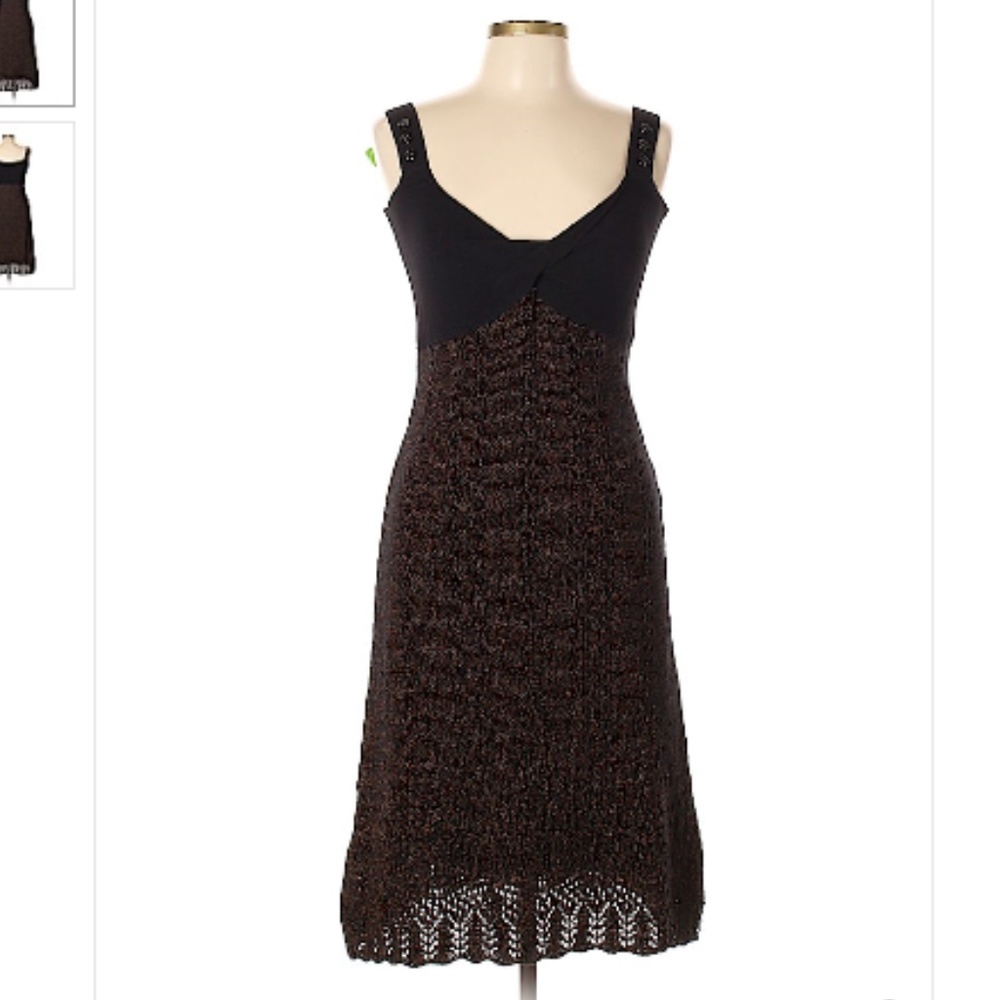 Legatte Black & Gold Knit Midi Dress
